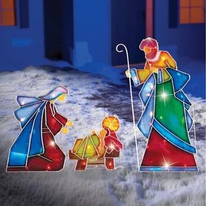 KRIPPE JESUS MARIA JOSEPH BELEUCHTET - STECKER WEIHNACHTEN GARTEN DEKO - Bild 1 von 1