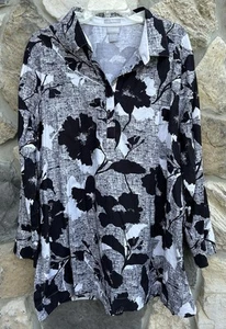 Chicos Tunika Top mit Knopfleiste Gr. 4 (XXL) bügelfrei Bluse schick Stretch Blumen Herbst - Bild 1 von 4