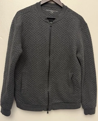 John Varvatos Quilted Light Jacket Bomber Sweater Size L Dark Grey Read - Image 1 of 4