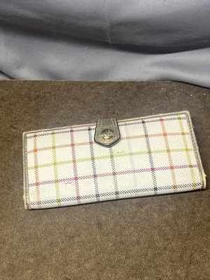 Cartera Coach Peyton Tattersall Lona Recubierta Cremallera Alrededor Multi Tono Dorado RARA Foto 1 de 4