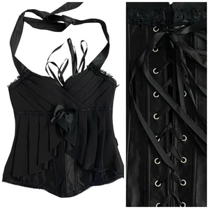 Shirley Of Hollywood Korsett Damen 32 schwarz Schleife feminin sexy Seitenreißverschluss Goth - Bild 1 von 11