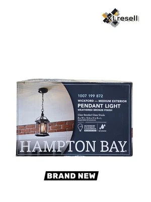 Hampton Bay Wickford 1-Light Weathered Bronze Outdoor Pendant Clear Glass - Image 1 of 4