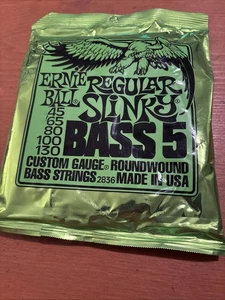 ERNIE BALL 5-STRING BASS 45-130 ELECTRIC REGULAR SLINKY STRINGS 2836 NIP FS - Picture 1 of 4