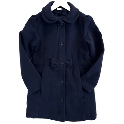 Gymboree Formal Dress Coat Bow Waist Hanukkah Christmas Photos Girls 12 Navy - Image 1 of 4