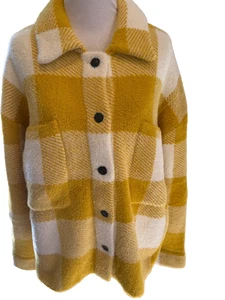 NWT Woolrich X Target Shacket Women's Size XL Yellow White Check Pockets New - Picture 1 of 14