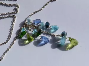 Collana/Ciondolo IN Argento 925, Peridoti,Apatiti,Cianite,Acquamarina - Foto 1 di 12