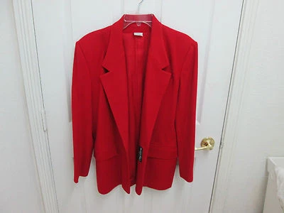 CHAQUETA OLEG CASSINI TOTALMENTE FORRADA ROJA 100% LANA TALLA 10 ETIQUETA INTERIOR Foto 1 de 4