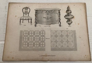 Disegni originali mobili di Giuseppe Cima 1830 Cassa per legna Etagère Sedia - Picture 1 of 1