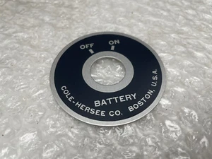 NOS COLE-HERSEE COMPANY BATTERY ON OF SWITCH EMBLEM DASH MARKER DRAGSTER RAT ROD - Picture 1 of 4