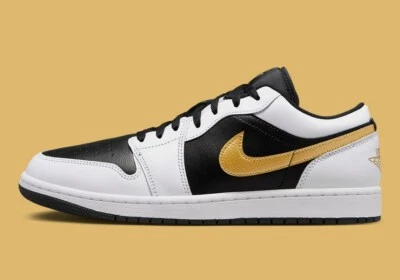 Nike Air Jordan 1 ретро низкий белый металлик золото черный 553558-172 sz 12 мужчин - Изображение 1 из 4