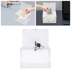 12PCS Acrylic Suggestion Boxes Clear Acrylic Donation Box Ballot Box with Lock - Picture 1 of 12
