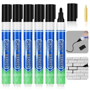 6PCS Grout Pen, Black Tile Paint Marker with Replacement Nib, Tiles Grout Pen - Picture 1 of 7