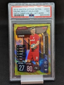 2019-20 Topps UCL Match Attax Extra Hat-Trick Hero Erling Haaland #HH1 RC PSA 7 - Picture 1 of 4