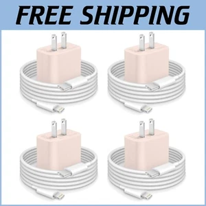 4 Pack 20W USB C Fast Charger with 6FT MFi Certified Cords for iPhone - Pink - Picture 1 of 10