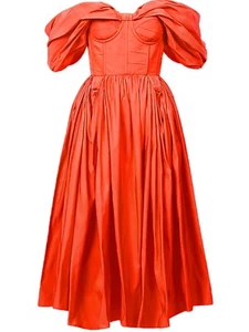 $5900 Alexander McQueen Off-Shoulder Corset Midi Dress Size 40 / US 4 - Italy - Picture 1 of 5