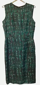 ABITO TUBINO BARNEYS NEW YORK VERDE MULTI SETA FODERATO ZIP POSTERIORE made in ITALY 42/8 - Foto 1 di 12