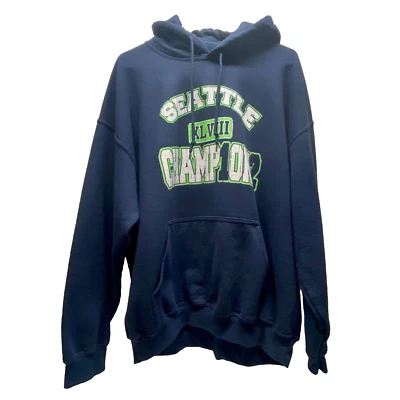 Seahawks Super Bowl 48 Champs Hoodie Men's XL Navy Blue Gildan Heavy Sweater EUC - Image 1 of 4