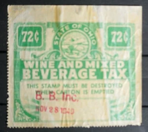 State of Ohio Wine and mixed beverage tax stamp faults - Picture 1 of 1
