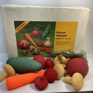 Vintage 1976 LeeWards Beaded Sequin Vegetables Kit 11 pcs Not Complete Damaged - Picture 1 of 10