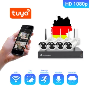 4x WIFI Videoüberwachung Außen App 1080P und Videorekorder Festplatte Nachtsicht - Bild 1 von 12