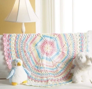 Mary Maxim KNITTING Pattern Leaflet 36" round Baby Sugar Spun Blanket 99795N - Picture 1 of 2
