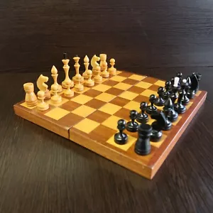 Juego de madera de ajedrez liso soviético vintage todas las piezas de madera originales - Imagen 1 de 12