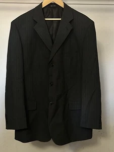 George Mens 44 Long Dark Gray Pinstripe 3 Button Suit Jacket Polyester & Viscose - Picture 1 of 8
