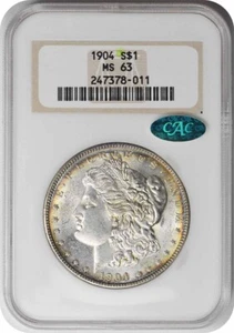 1904 Morgan Silver Dollar MS63 NGC (CAC) - Picture 1 of 2