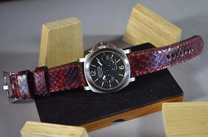 CORREA RELOJ 26 24 22 MM BURDEOS GENUINA PIEL PITON HECHA MANO PARA PAM MA STRAP - Imagen 1 de 12