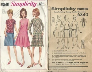 S 6840 sewing pattern 60's lowered waist DRESS with 2 Skirt versions sew bust 34 - Picture 1 of 1
