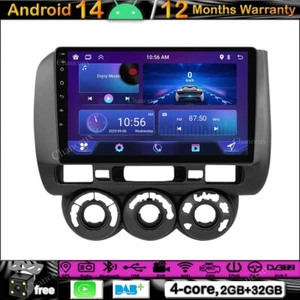 9“Android 14 Autoradio GPS Navigation DAB Carplay WIFI For Honda Jazz Fit 02-07 - Picture 1 of 12