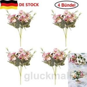 4 Bündel Künstliche Blumen verschiede Blumen und Farben (Rosa Rosen Margeriten) - Bild 1 von 4