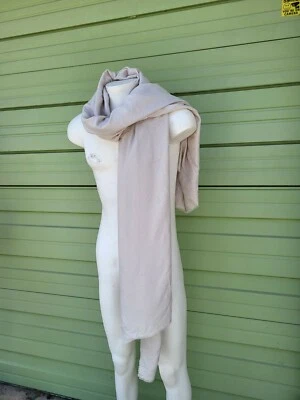Cachecol ZARA masculino bege básico fluido bordas desgastadas macio #D154 NOVO - Imagem 1 de 4