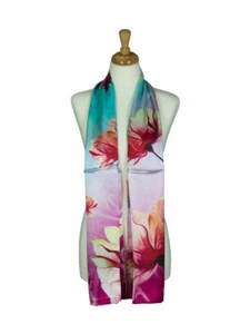 AamiraA Big Lotus Bloom Mulberry Satin Silk Stole Women Long Scarf Free Shipping - Picture 1 of 5