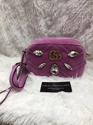 Bolso Bandolera Gucci GG Marmont Cristal Matelassé Acolchado Terciopelo Foto 1 de 4