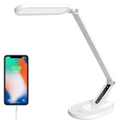 Dimmbare LED Schreibtischlampe Weiß mit 5 Farbmodi und Touch Steuerung - Bild 1 von 4