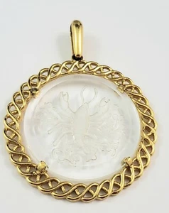 Vintage Krone Trifari Gold Krebs Sternzeichen Anhänger Halskette Intaglio - Bild 1 von 6
