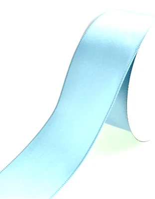 Baby Blue 2.5" by 2 yards Soft Shiny Double-faced Satin Wired Ribbon Spring - Image 1 of 2