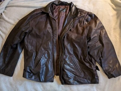 VERA PELLE MEN'S JACKET Large L Leather Viscose Lavorazione Artigiana Italy 1973 - Image 1 of 4
