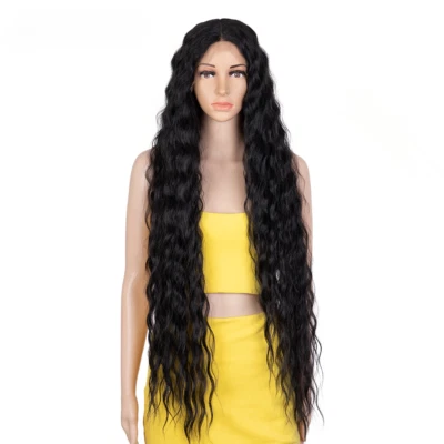Peluca de encaje sintético 40 pulgadas de largo ondulada profunda pelucas rizadas para mujer rubia encaje completo Foto 1 de 4