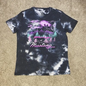 Ford Mustang Shirt Women M 38-40 Black Purple Acid Wash Lighting Horse Cars Auto - Picture 1 of 8