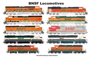 Mantel individual laminado ferrocarril locomotoras BNSF 11"x17" Andy Fletcher - Imagen 1 de 1