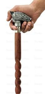 Antiguo mango de mano de zorro de latón macizo de madera para caminar bastón vintage regalo - Imagen 1 de 8