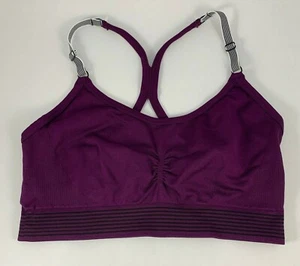 Victoria's Secret Victoria Sport Purple Black Stripe Sports Bra Size L  - Picture 1 of 3