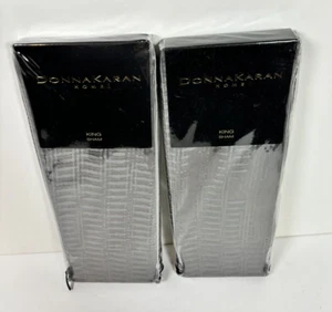 Donna Karan Home Vapor King Sham Pair Set Gray Burnout Pattern - Picture 1 of 5