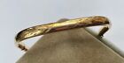 NICE vintage GOLD FILLED hinged slide closure etched top BANGLE bracelet