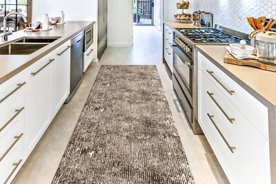 MANHATTAN HOME DECOR Non Slip Carpet Runner Rug, Machine Washable, PVC Rubber Backing, Brown & Beige