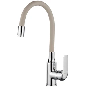 Küchenarmatur ELZA Chrom-Beige Küchenmischer Spültischarmatur flexiblen Auslauf - Bild 1 von 2
