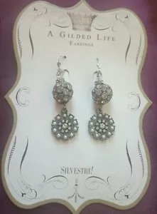 Gilded life earrings dangle pearls ball chic rhinestone guilded silvestri - Picture 1 of 3