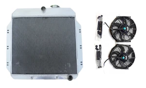 For 1949-1954 Chevy Bel Air/Fleetline/Styleline Deluxe V8 Aluminum Radiator+Fans - Bild 1 von 7